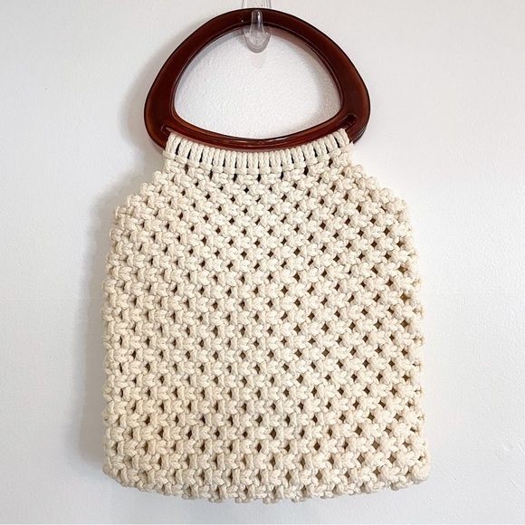 Vintage Macrame Crochet Knitted Lucite Clutch Handbag - Picture 5 of 7